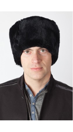 Black rex fur hat